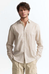 Beige Self Textured Casual Shirt MN-CS-SS24-009
